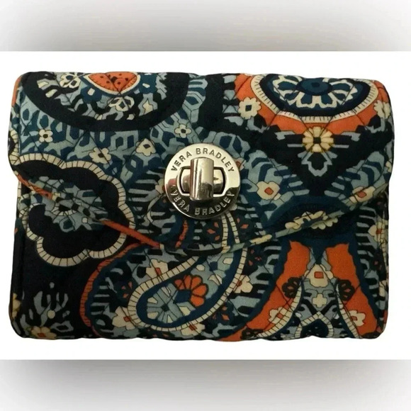 Vera Bradley Handbags - Vera Bradley orange and blue patterned twist lock wallet wristlet